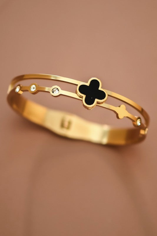 Double Clover Bangle Bracelet