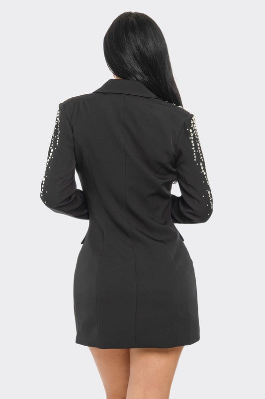 Blazer Dress With Rhinestone Detail
