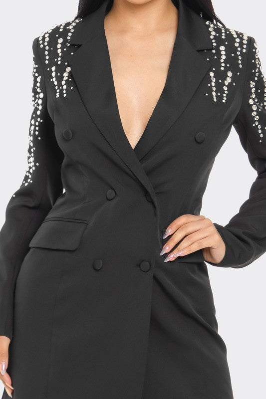 Blazer Dress With Rhinestone Detail