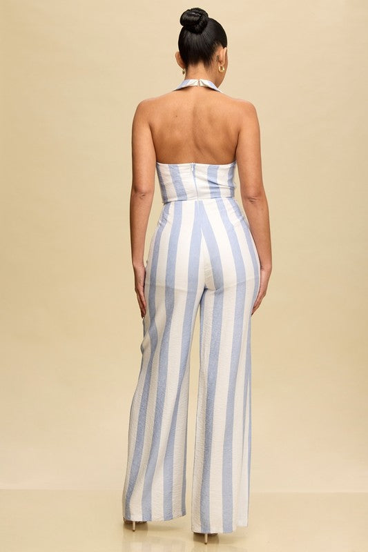 Stripe Affair Tie Front Jumpsuit