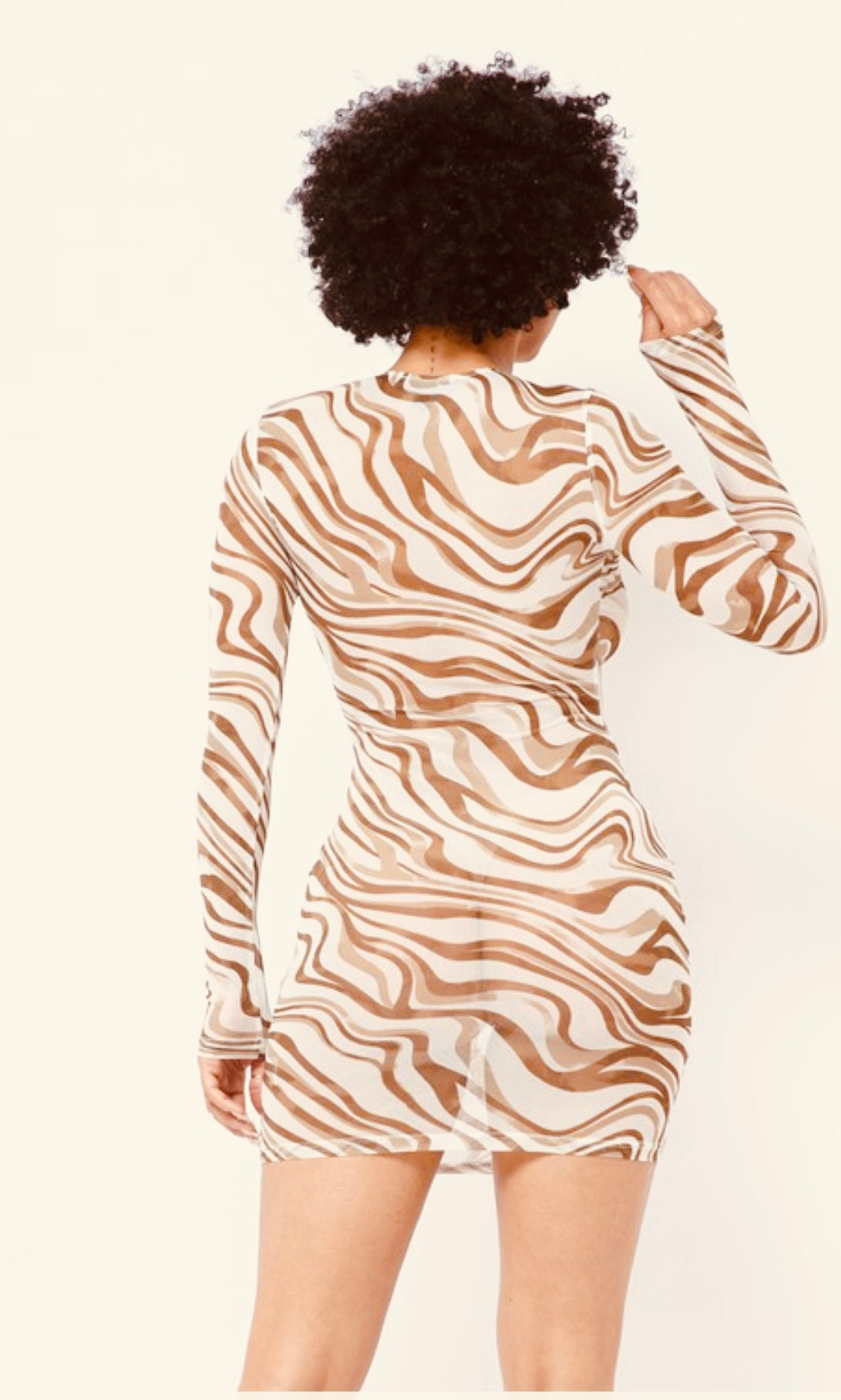 Mocha Swirl Mesh Coverup Dress