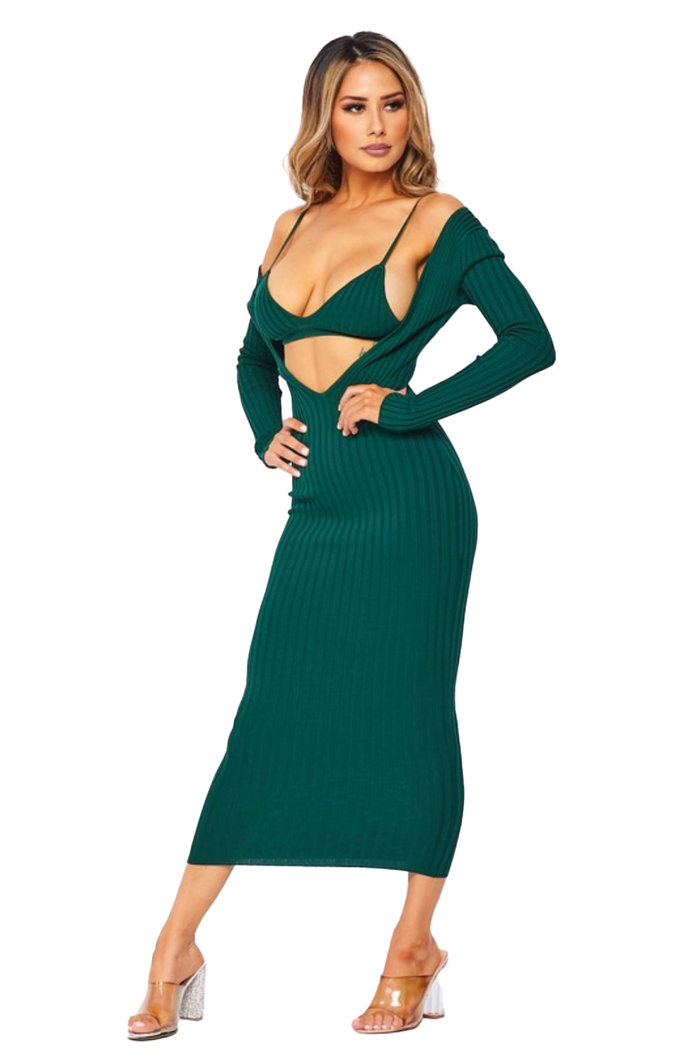 Jaded Green Sexy V-cute Dress